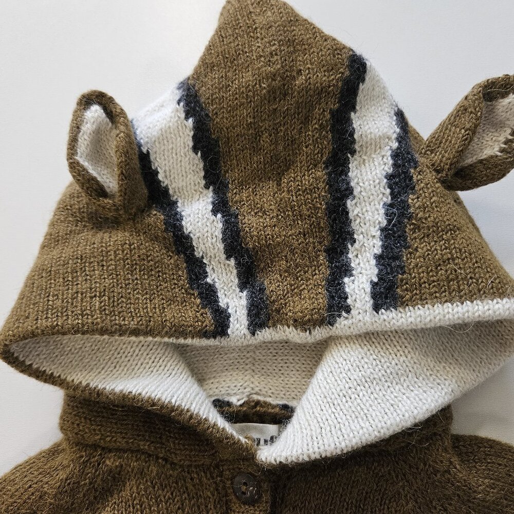 OEUF Chipmunk Hooded Alpaca Knit Sweater Romper Onesie Squirrel Costume - 18M - Picture 7 of 11